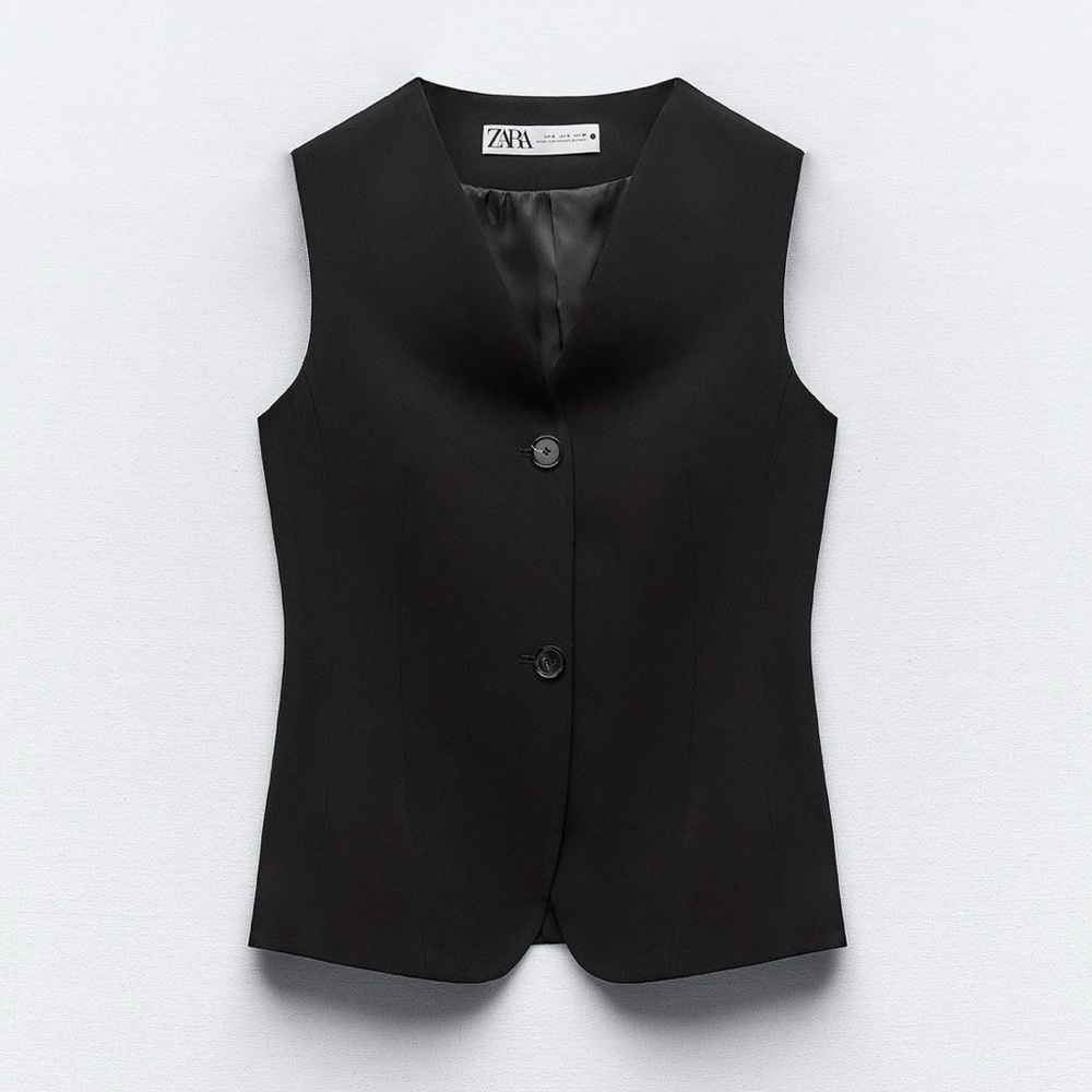 ZARA Black Sleeveless Button Vest